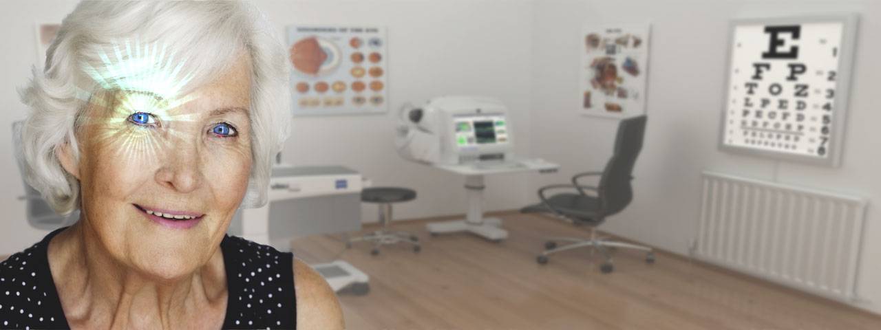 senior woman in eye care center